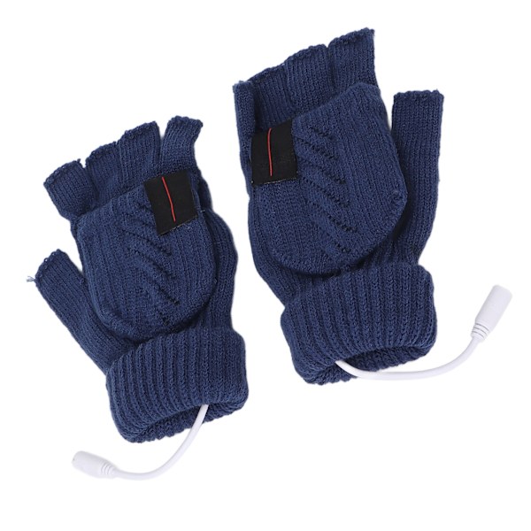 Handskar Blå USB Dubbelsidig Värmesticka Vintervarma Fingerless Handskar Dekorationspresenter