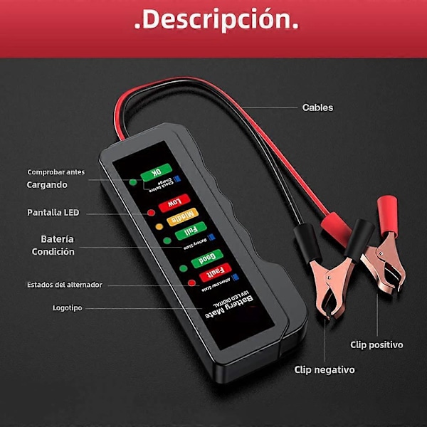 12V Bilbatteritester Batteriladesystem Analysator og Alternator med LED Bilverktøy for Kontroll og Diagnose