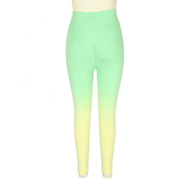 Gul grön rumpa Yogabyxor Seamless Höftlyft Gradient Hög midja Leggings Large