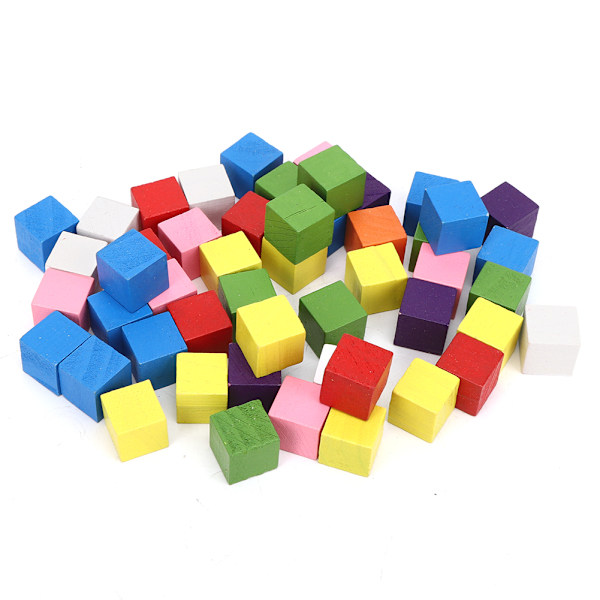 2 set färgade block set furu trä barn geometri upplysning tidig utbildning leksak 50 st färgade block 15 mm