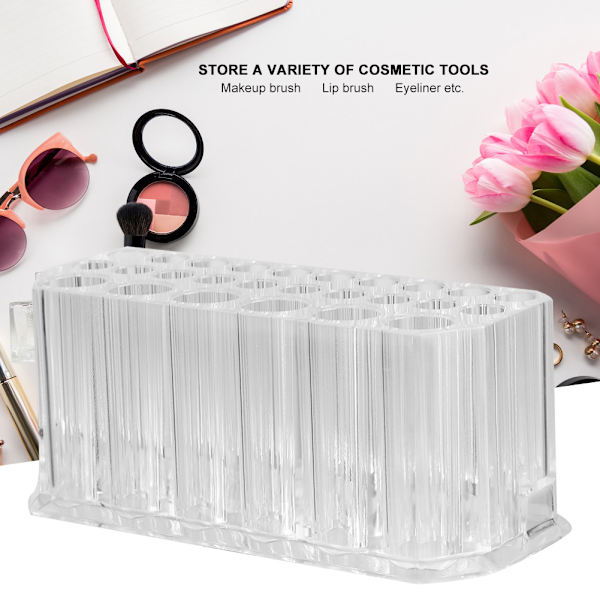 26 huller gennemsigtig kosmetisk børste Opbevaringsholder Øjenbryn Blyant Organizer Display Stand Support