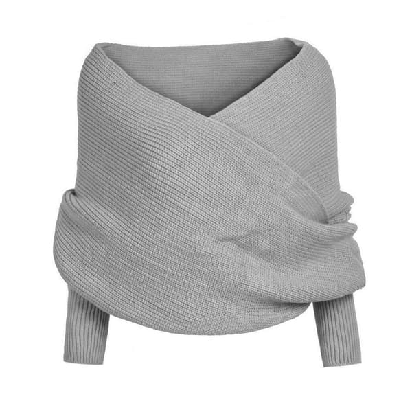 Unisex strikket sjal med ermer for vintermote - 1 stk light grey
