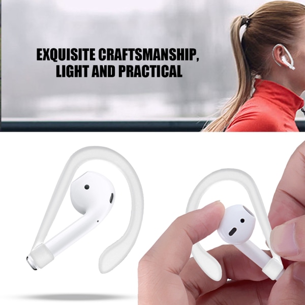 Silikoninen kuulokkeen korvakehä koukkupidike AirPods Bluetooth kuulokemikrofonille (valkoinen)