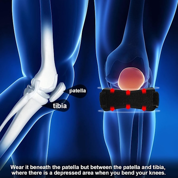 2 KPL Polvituki Säädettävä Side Polvisuojaus, Uusi Versio Silikoni Patella Tukinauha, Ihanteellinen Polvituki Pyöräilyyn, Juoksuun, Crossfitiin, Lentopalloon