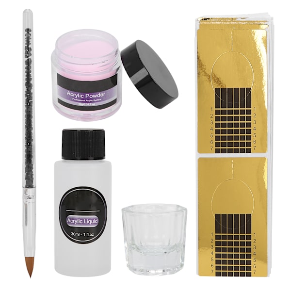 ROSALIND Kristallpulver Set Manikyr DIY Akryl Vätska Kopp Professionellt Nagelkonstverktyg Rosa