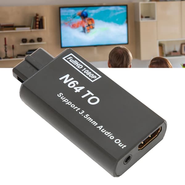 For N64 til HD Multimedia Interface-konverter 1080p Støtte PAL NTSC Videospilladapter med 3,5 mm grensesnitt