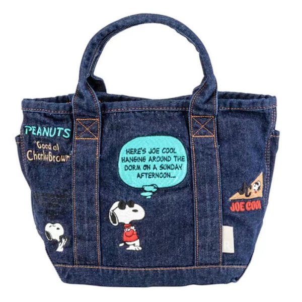 Denim håndtaske Cartoon Cute Broderi Håndbæreposer Casual Gratis Matchende Fashionable Tote Mørkeblå