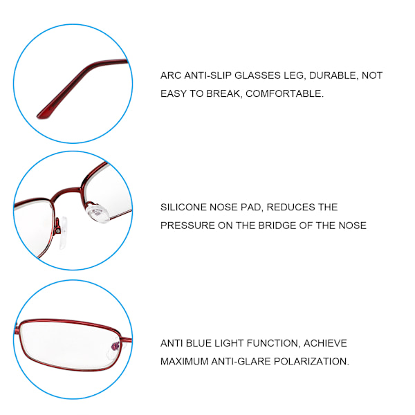 Kirkkaat lukulasit Anti Blue Light lasit Presbyopia lasit Tietokonelasit (+250)