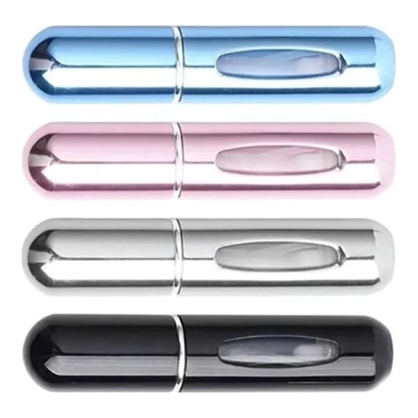 4 stk. 5 ml parfumeatomizer genopfyldelig bærbar parfumesprayflaske til rejser Pink Blå Sort Sølv