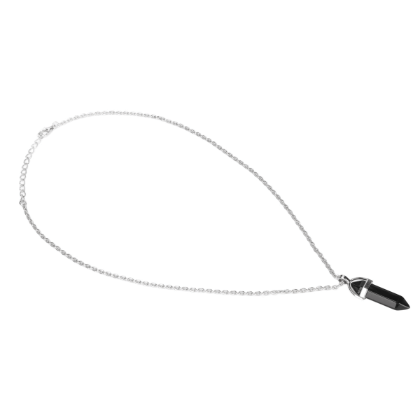 Sekskantet helbredende krystallanheng halskjede med kjede natursteinsmykker for menn kvinner svart agat