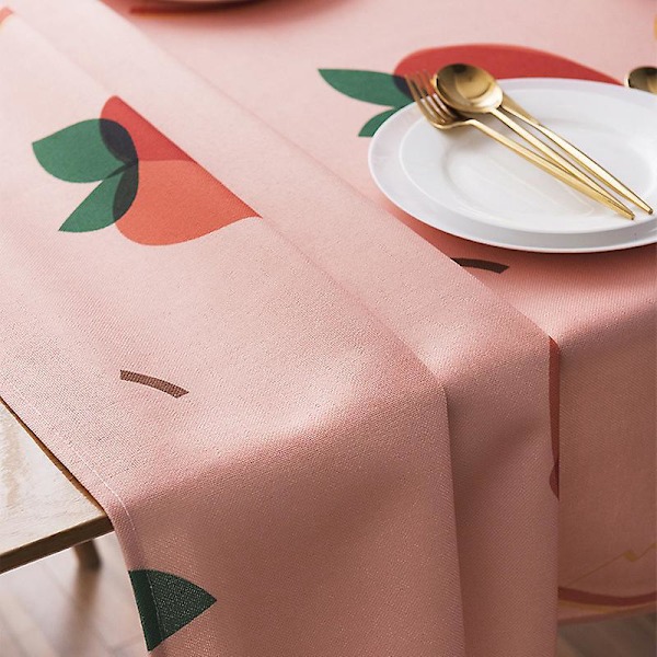 1 st Blandat Tyg Rektangulär Duk Bordsduk för Kök Matsal Bordsdekoration (140x200cm, persikomönster)