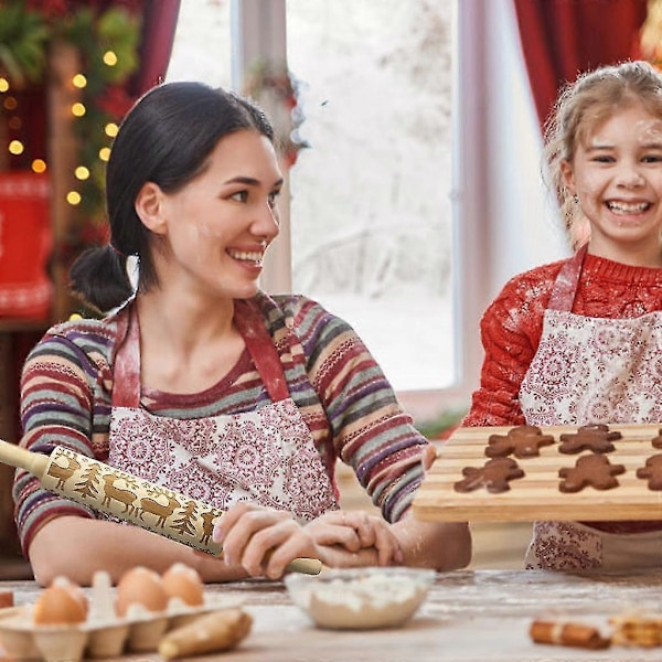 Jul Älg Tryckt Kavel Graverad Trä Prägling Bakning Kaka Dekor (1 st)