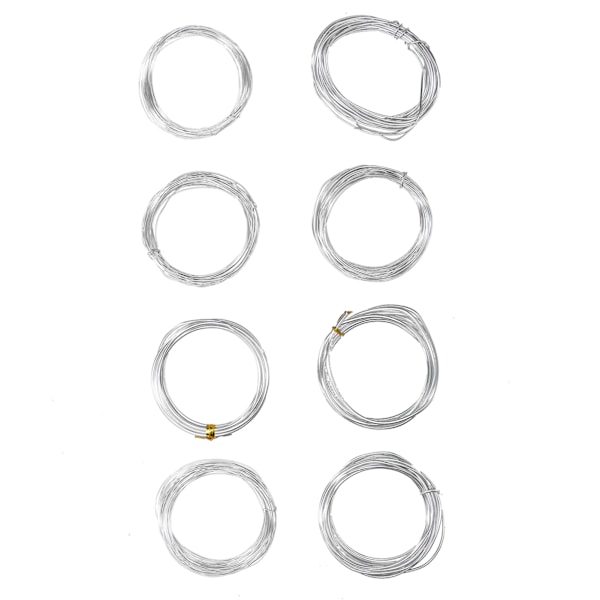 8 ruller 0,6-3 mm aluminiumshåndverkstråd DIY smykker perletråd håndverksutstyr Sølv
