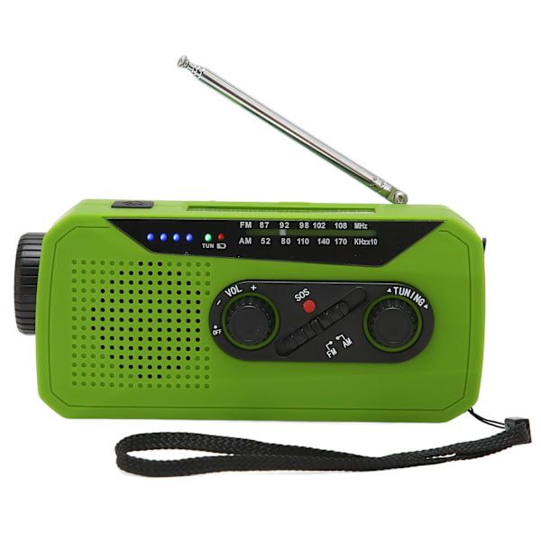 Håndsveiv radio AM/FM/SOS Full Band USB Oppladbar utendørs LED Solcelledrevet nødradiolommelykt