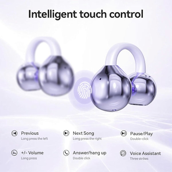 (Violetti) Avokorva-kuulokkeet Langattomat nappikuulokkeet Bluetooth 5.4 Urheilukuulokkeet Langaton latauskotelo ja LED-tehonäyttö Vedenpitävät kuntoilukuulokkeet