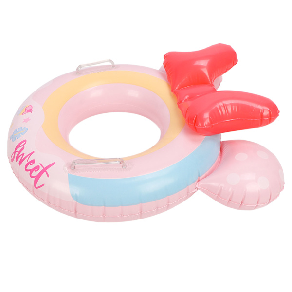 Barn söt tecknad simring barn strandfest mjuk uppblåsbar pool flyta med dubbelt handtag rosa