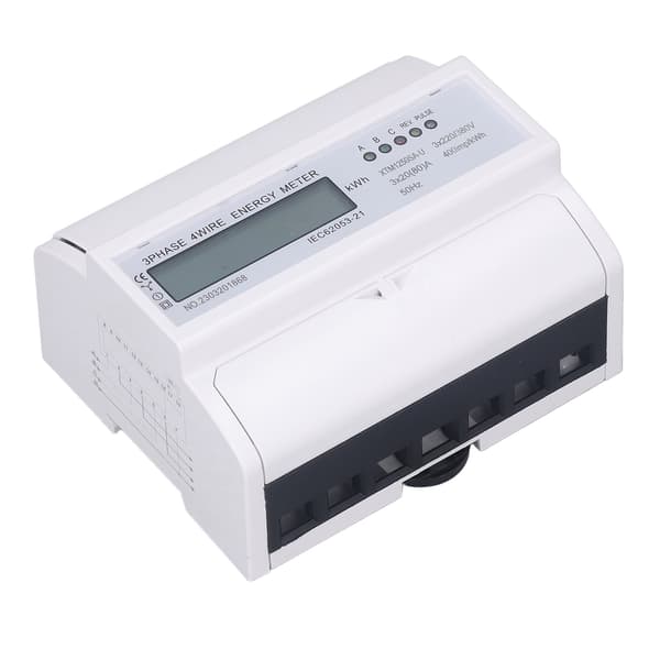 Elmåler 3-faset 4-leder 7P LCD digitalt display DIN-skinne montering Strømmonitor