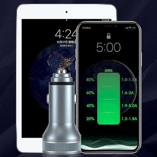 PD och QC3.0 snabbladdare för bil - bärbar, smart temperaturkontroll, säker för telefon, bärbar dator och digitalkamera