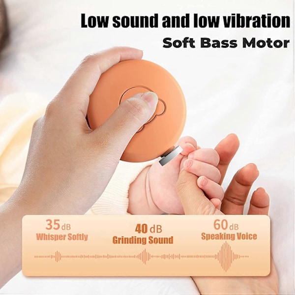 Elektrisk nagelfil för baby, elektrisk nagelklippare, babysax-set för nyfödda, småbarn, barn och vuxna - Tår och naglar (Orange)