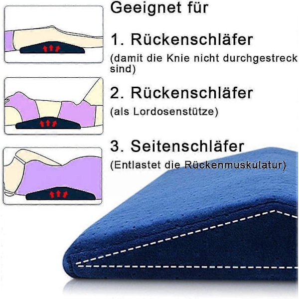 Ländryggskudde Kilkudde Ortopedisk Sovkudde Ländryggsstöd Säng Memory Foam Kudde För Ischias Graviditet Nack- eller Benvärk, 24x60cm