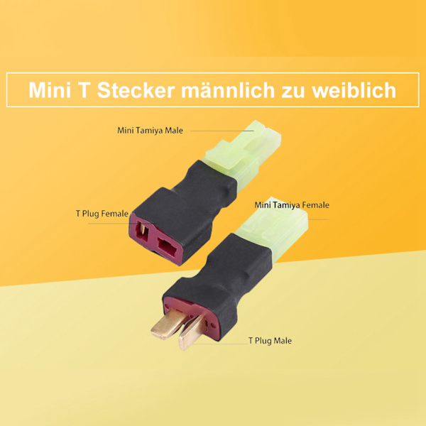 Trådlös T-kontakt Hane till Mini Tamiya Honkontakt Adapter Set