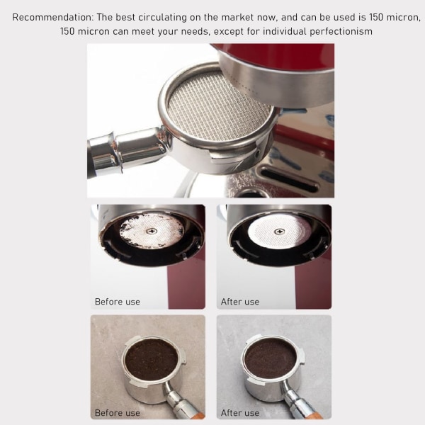Pakke med 2 kaffeskivefiltre 1 mm kaffemaskin i rustfritt stål Sekundært vannfordelingsfilter Diameter 58 mm