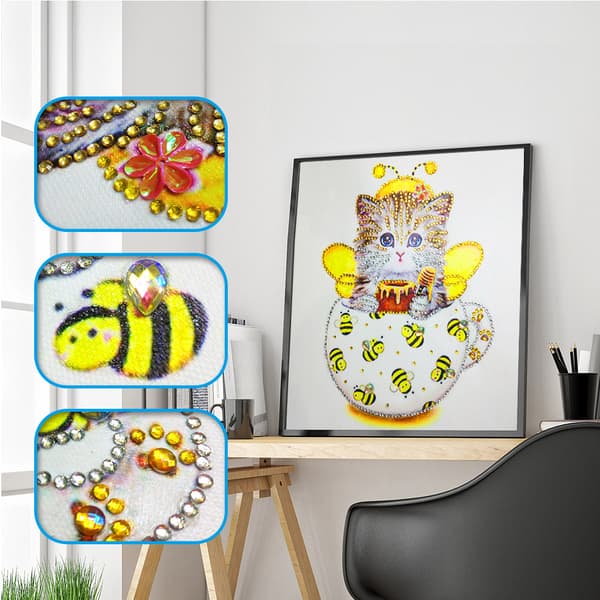 Barn Handgjord Kattmönster DIY Stereo Känsla Strass Diamantmålning (#3)