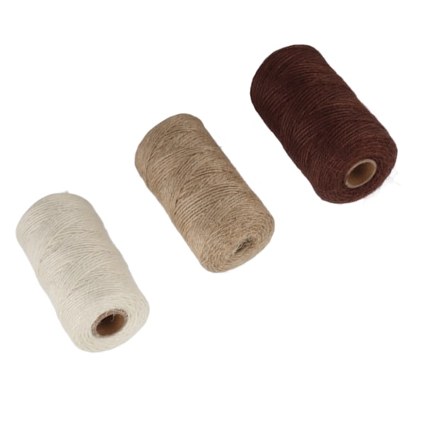 3 stk. Jute Reb Hvid Brun Khaki Flettet Reb DIY Pakning Tyk Tråd Tilbehør 2mm