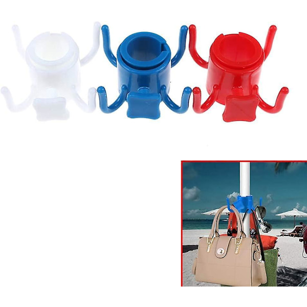 2 stycken fyrbenta krokar för paraplyförankringsstång, plastfyrpunktskrokstillbehör för trädgårdsparaplystång Röd