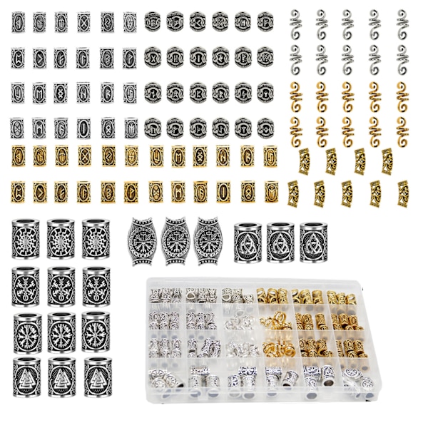 119 st hårfläta smycken ringar legering retro återanvändbara gyllene silver dreadlocks pärlor ringar för skägg