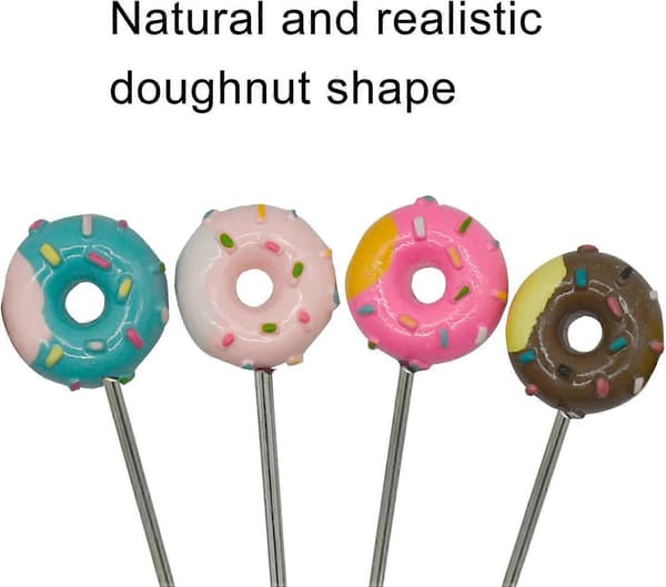 8 stk. søde doughnut-ske- og gaffelsæt 18/10 (304) rustfrit stål teske dessertgaffelsæt (4 skeer + 4 gafler)