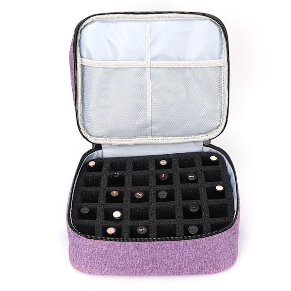 Bærbar neglelak rejsetaske dobbelt lag neglelak opbevaringspose makeup holder taske lilla