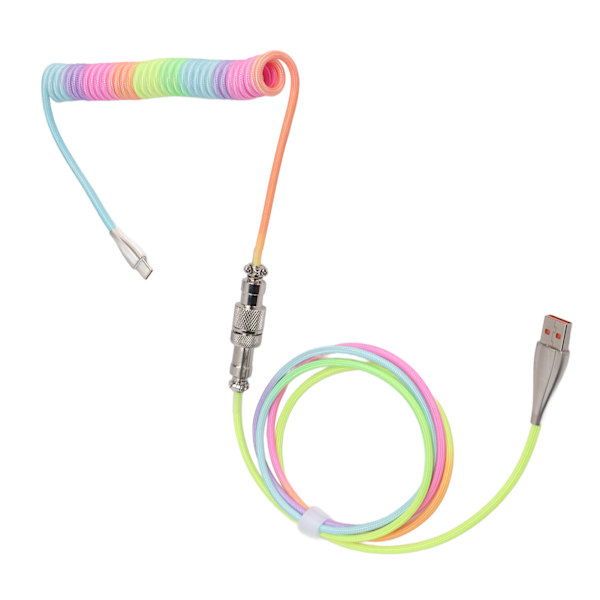 Gaming tastatur Kabel Gradient Farge RGB lysende tilpasset mekanisk tastatur uttrekkbart USB C spiralfjærkabel Type 1