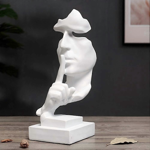 Tystnad är Guld Staty, Abstrakt Skulptur i Resin Modern Konst Figurer Tysta Män Statyer för Vardagsrum Studierum Entré Hemmakontor Dekor