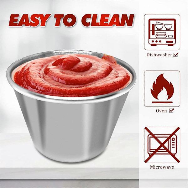 Metal Sauce Cups 2.5oz Ramekins, Dyppesaucekopper i rustfrit stål
