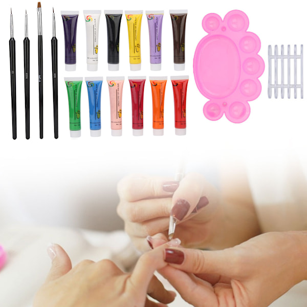 Nagelkonstpenna Nagelkonstpalett Nagelgelpoleringshållare Manikyr Nagelkonstset 4 st