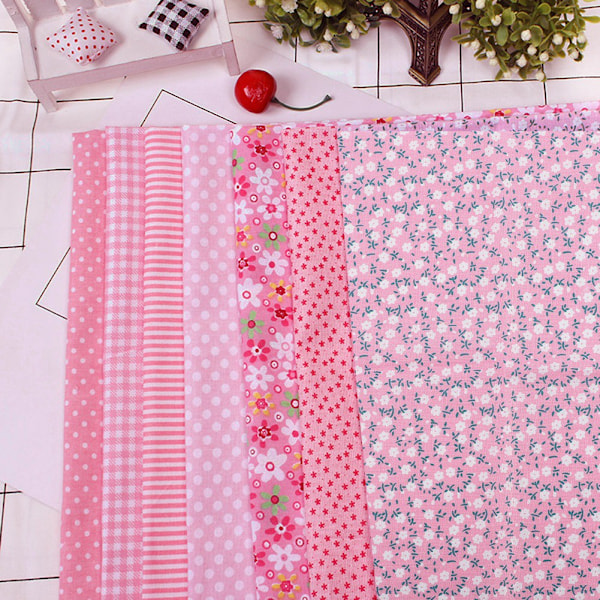 7 st bomullstyg DIY blandade rutor förskurna sängkläder kvarter bunt rosa 25*25cm