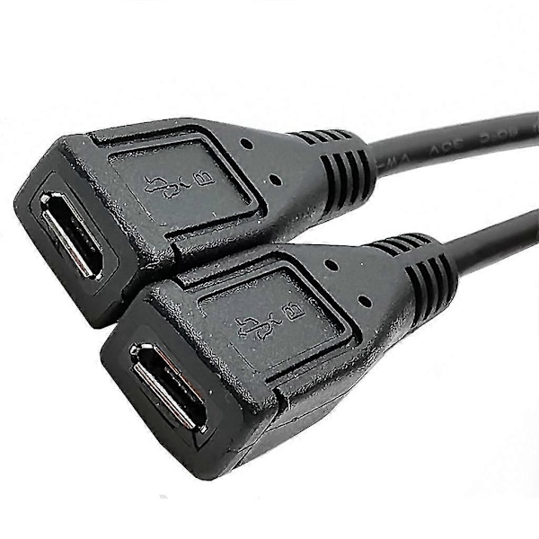 Micro USB Splitterkabel, 5-stifts hane till 2 hona Y-splitterladdningskabel vänsterböjd