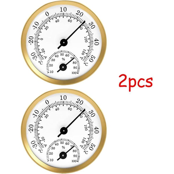 Termometer Hygrometer Pointer Temperatur Fuktighetsmåler for Drivhusdrift 2 STK Gull for Hjem og Hage
