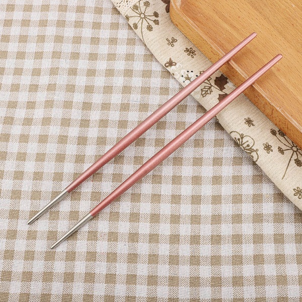 304 rustfritt stål spisepinner japanske sushi spisepinner bestikksett (rosa sølv)