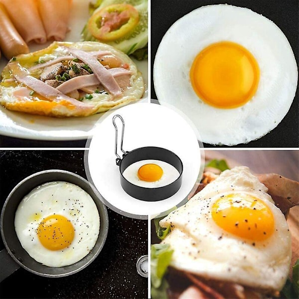 Non-Stick Äggringar, 4 st Rostfria Runda Äggformar för Stekta och Pocherade Ägg Crumpets till Kokkärl och Ångkokare