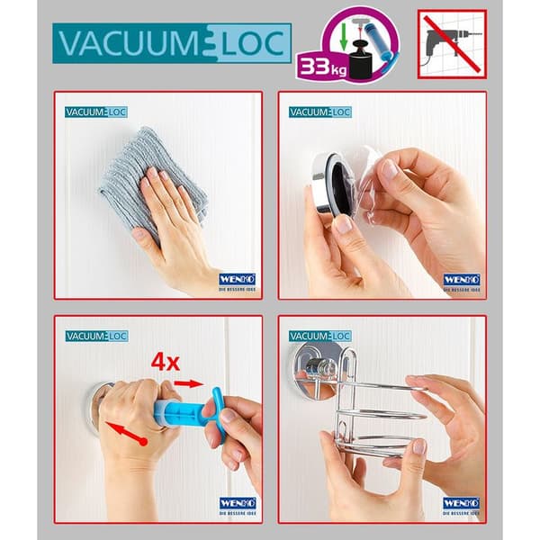 Krom Toiletpapirholder – Vakuummontering uden boring – Ridsefast poleret stål – Dimensioner 16x17,5cm