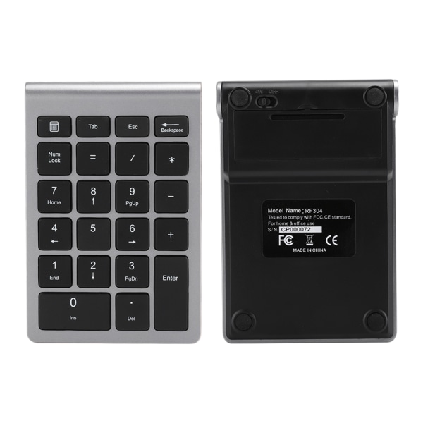 RF304 22 taster Numerisk tastatur USB 2.4G trådløst minitastatur med mottakerjerngrå