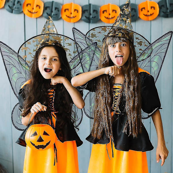 Glittrande Svarta Fevingar för Kvinnor och Flickor - Halloween Kostym, Änglavingar Klä Upp Festfavorit