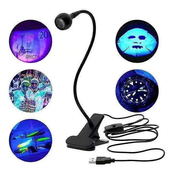 UV-neglelampe 3W Håndfri LED-tørker med fast klips for gelnegl 2 stk