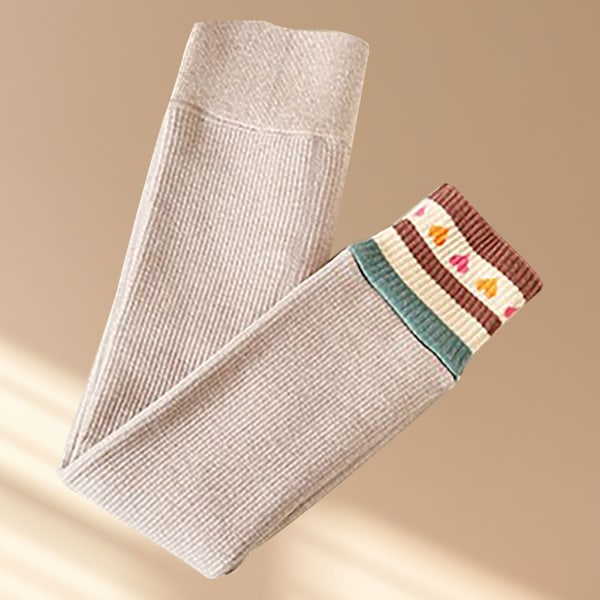 Flickor Vinter Tjocka Varma Byxor Öppna Gren Byxor Stripe Love Flickor Bomulls Leggings M Havregrynsfärg Ålder 2 till 4 År Gamla
