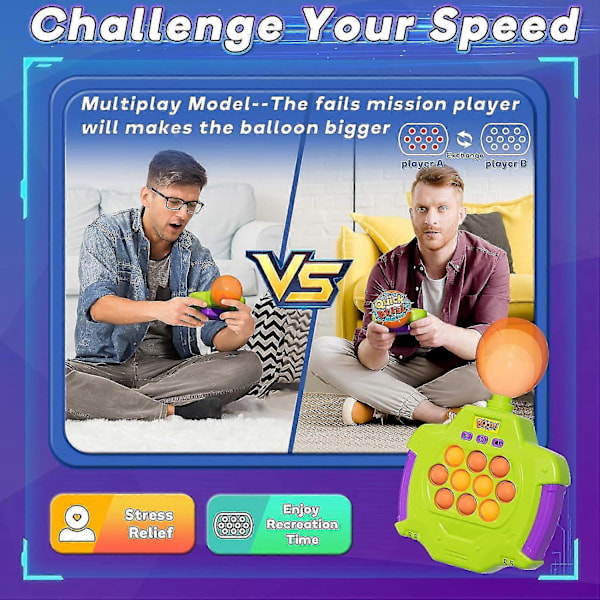 Elektroniskt Pop-spel för Barn och Vuxna, Snabbt Tryck Bubblor Spelkonsol, Handhållet Pop Elektronisk Sensorisk Klämleksak för Barn i Åldern 4-12 -CHN