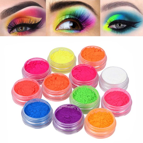 Luminous Neonpulver för Naglar Neon Effekt Glittrande Gradienter Nagelkonst Glitterpulver i Mörkret DIY Konst och Hantverk