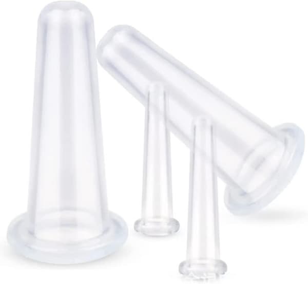 Koppningsterapi Set Cellulit Massager 4st/Förpackning Silikon Ansiktskoppningsset Ansikts- och Ögonkoppningsmassagekit Vakuummassage