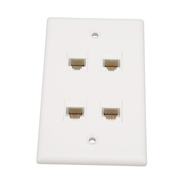 Ethernet Veggplate 4 Port Cat6 Plassbesparende God fiksering Internett Veggplate med skruer for hjemmekontor